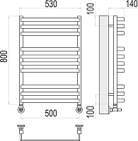 Terminus Рид Полотенцесушитель водяной для гвс 53x80h, цвет без покрытия 4670078513434