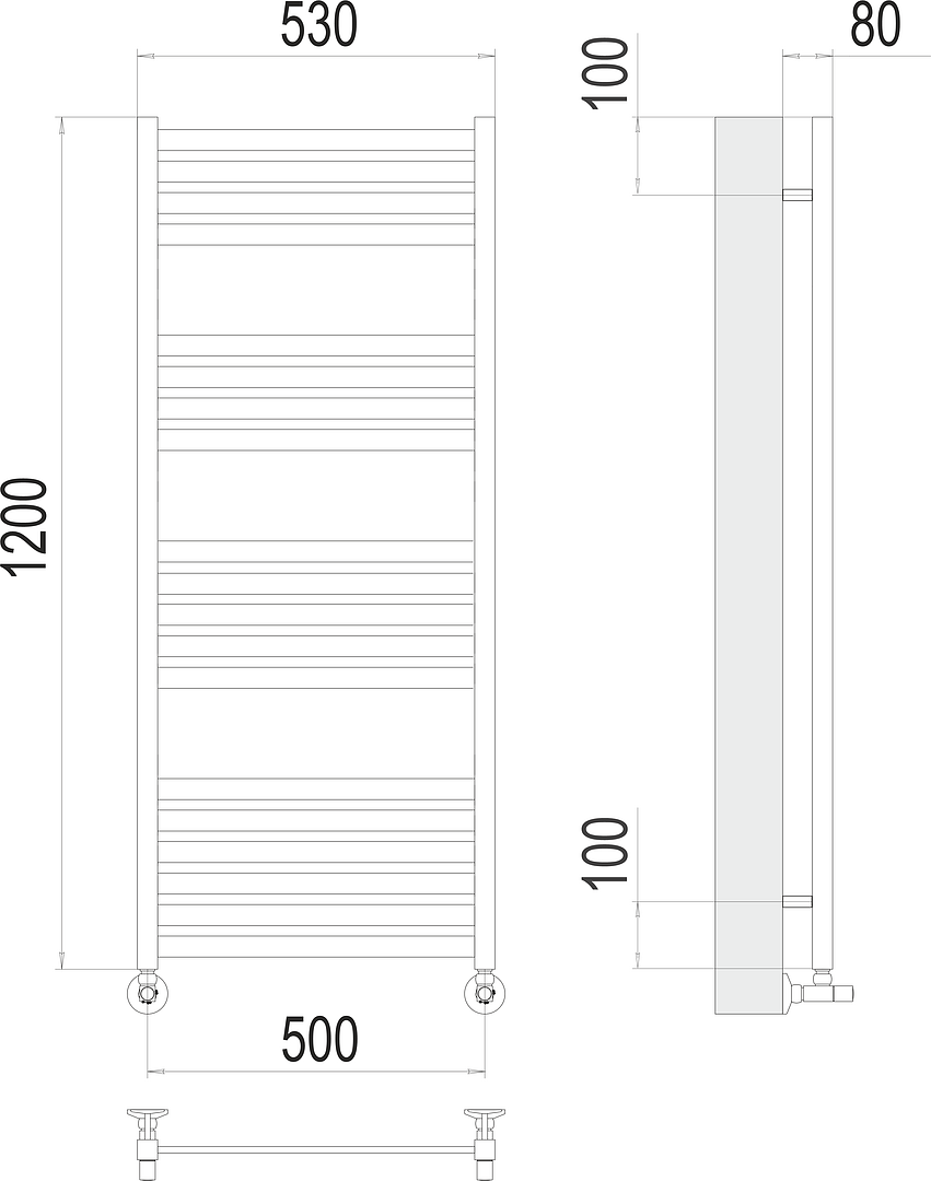 Terminus Тоскана Полотенцесушитель водяной для гвс 53x120h, цвет без покрытия 4670078530882