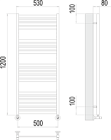 Terminus Тоскана Полотенцесушитель водяной для гвс 53x120h, цвет без покрытия 4670078530882