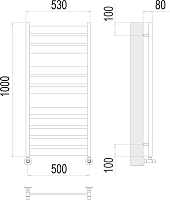 Terminus Латтэ Полотенцесушитель водяной для гвс 53x100h, цвет без покрытия 4670078530707