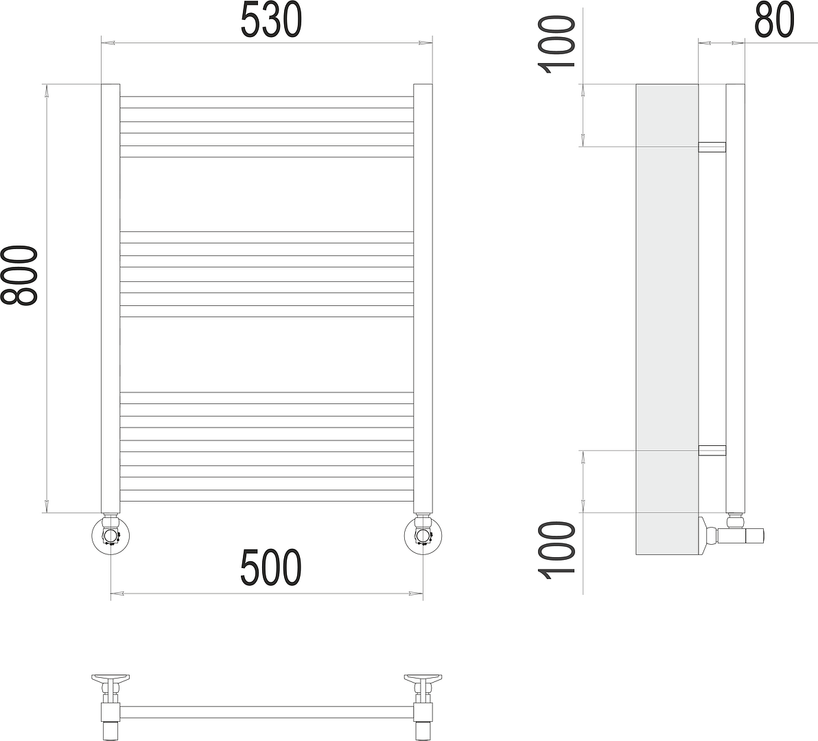 Terminus Сицилия Полотенцесушитель водяной для гвс 53x80h, цвет без покрытия 4670078530790