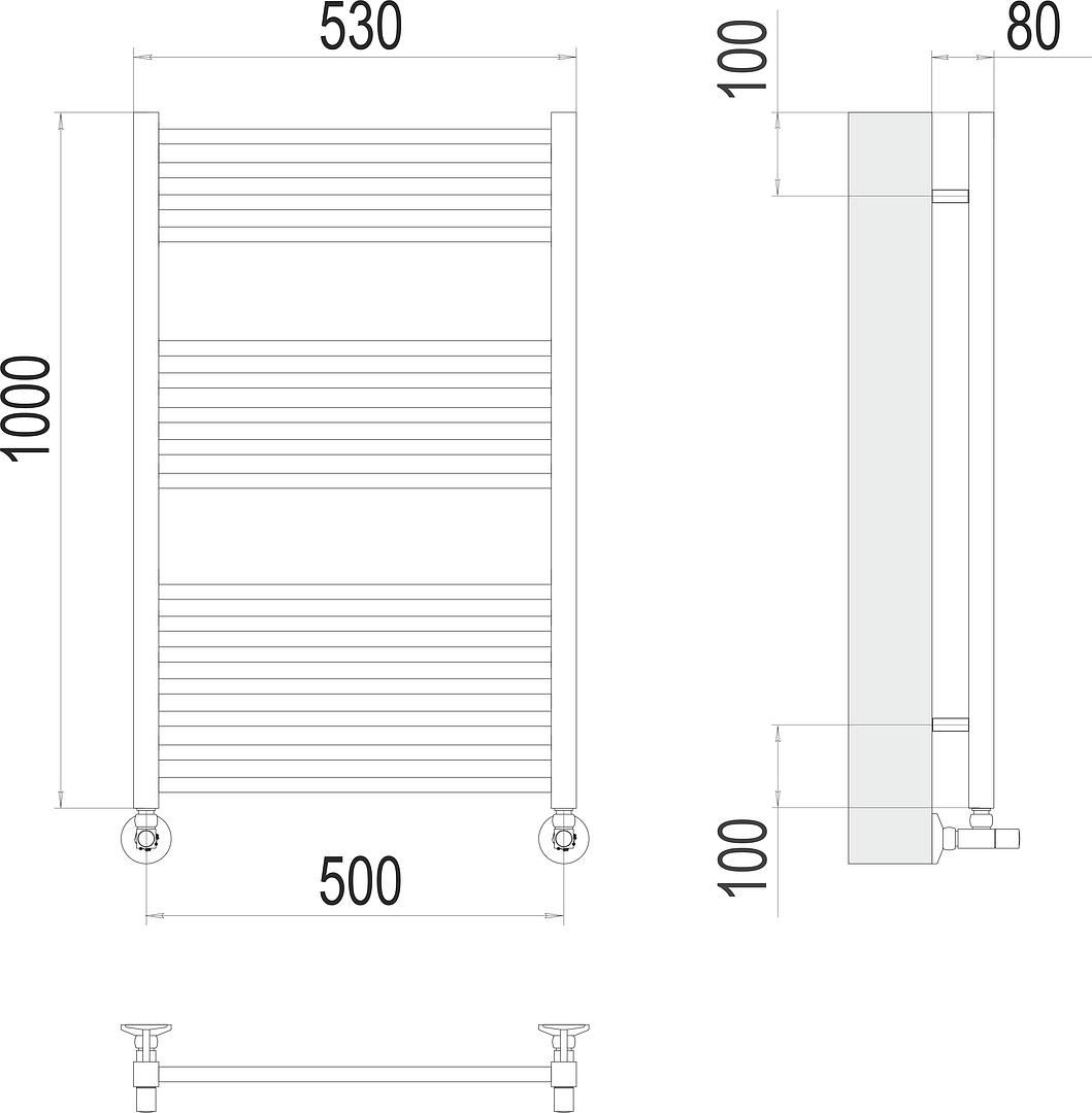 Terminus Сицилия Полотенцесушитель водяной для гвс 53x100h, цвет без покрытия 4670078530806