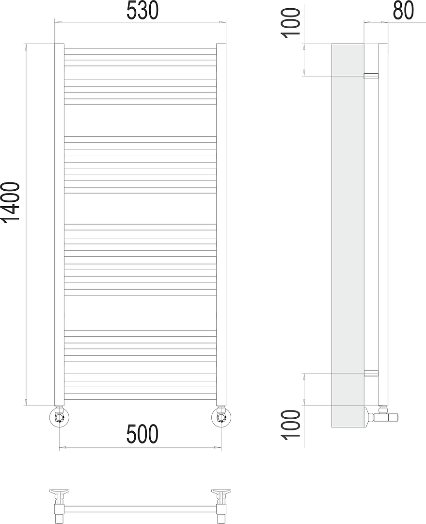 Terminus Сицилия Полотенцесушитель водяной для гвс 53x140h, цвет без покрытия 4670078530820