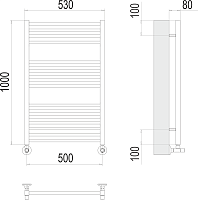 Terminus Ватикан Полотенцесушитель водяной для гвс 53x100h, цвет без покрытия 4670078530523