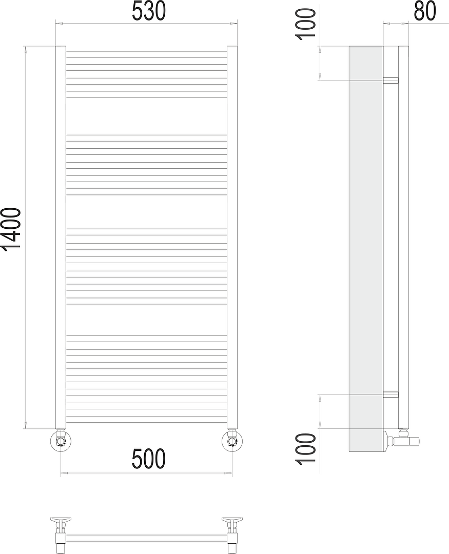 Terminus Ватикан Полотенцесушитель водяной для гвс 53x140h, цвет без покрытия 4670078530547