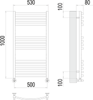 Terminus Палермо Полотенцесушитель водяной для гвс 53x100h, цвет без покрытия 4670078530769