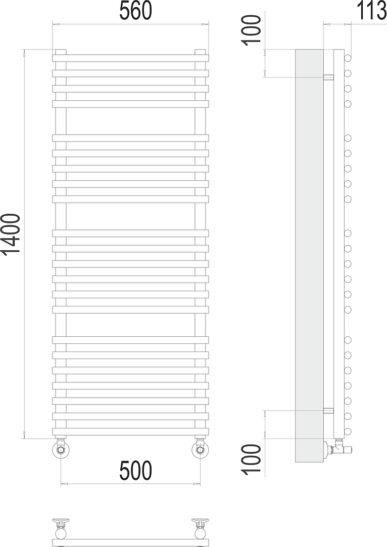 Terminus Кремона Полотенцесушитель водяной для гвс 56x140h, цвет без покрытия 4670078530691