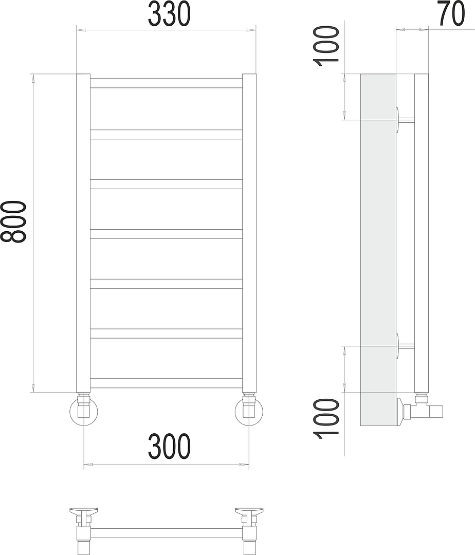 Terminus Контур Полотенцесушитель водяной для гвс 33x80h, цвет без покрытия 4670078529633