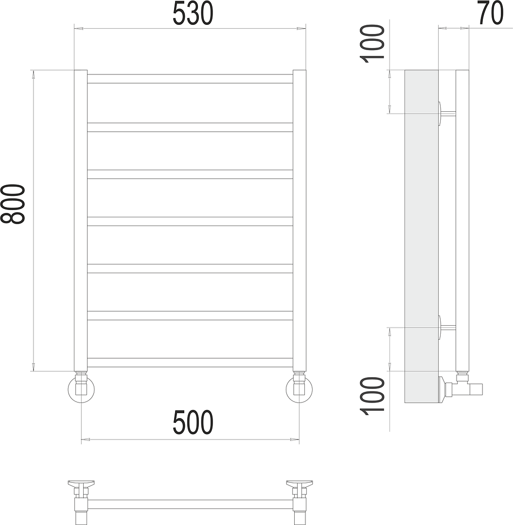 Terminus Контур Полотенцесушитель водяной для гвс 53x80h, цвет без покрытия 4670078529657