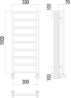 Terminus Контур Полотенцесушитель водяной для гвс 33x100h, цвет без покрытия 4670078529664
