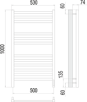 Terminus Ното Полотенцесушитель электрический 53x100h, цвет без покрытия 4670078526519