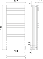 Terminus Прато Полотенцесушитель электрический 53,2x130h, цвет без покрытия 4670078531513
