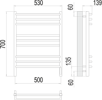 Terminus Соренто Полотенцесушитель электрический 53x70h, цвет без покрытия 4670078531490