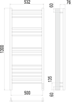 Terminus Аврора Полотенцесушитель электрический 53,2x130h, цвет без покрытия 4670078527233