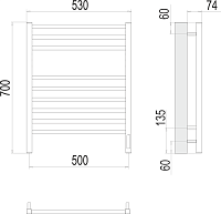 Terminus Ватикан Полотенцесушитель электрический 53x70h, цвет без покрытия 4670078526229