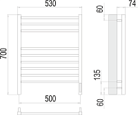 Terminus Сицилия Полотенцесушитель электрический 53x70h, цвет без покрытия 4670078526311