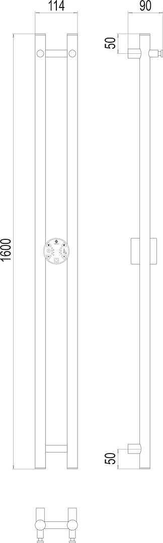 Terminus Дуо Полотенцесушитель электрический 11,4x160h, цвет без покрытия 4670078528308