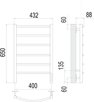 Terminus Классик Полотенцесушитель электрический 43,2x65h, левый, цвет без покрытия 4670078531315