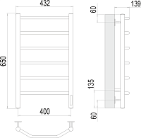 Terminus Виктория Полотенцесушитель электрический 43,2x65h, цвет без покрытия 4670078531186