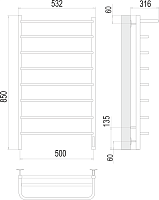 Terminus Полка Полотенцесушитель электрический 53,2x85h, цвет без покрытия 4670078524836