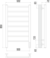 Terminus Аврора Полотенцесушитель электрический 53,2x85h, цвет без покрытия 4670078531179