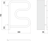 Terminus F-образный Полотенцесушитель электрический 60x70h, цвет без покрытия 4620768883897