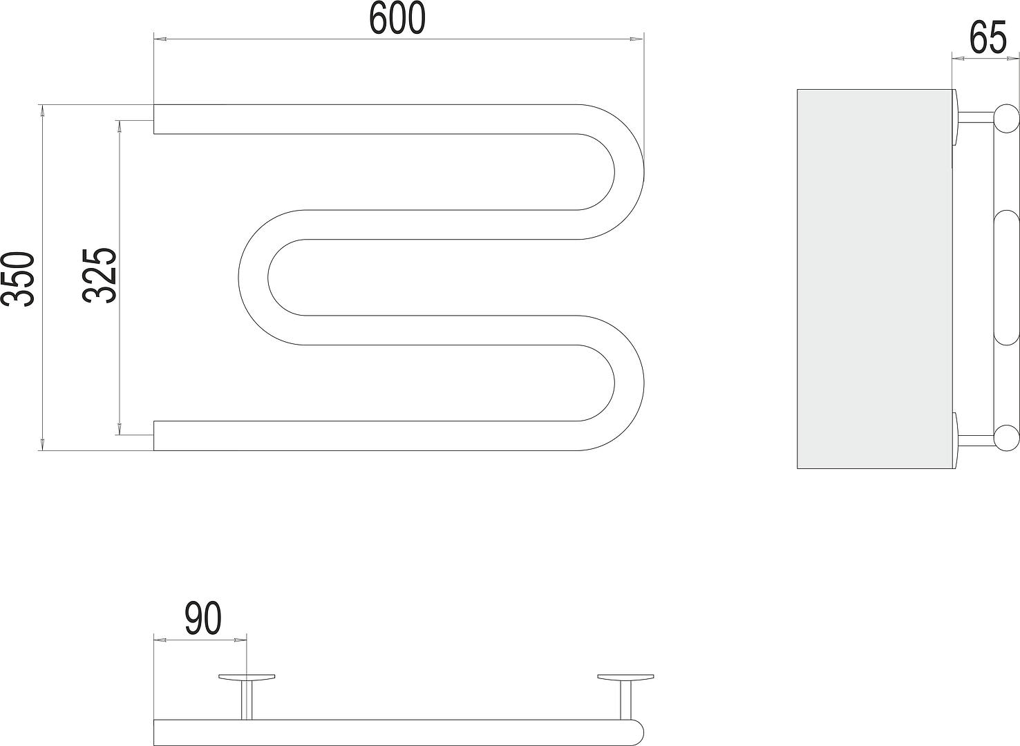 Terminus М-образный Полотенцесушитель электрический 60x35h, цвет без покрытия 4620768883927