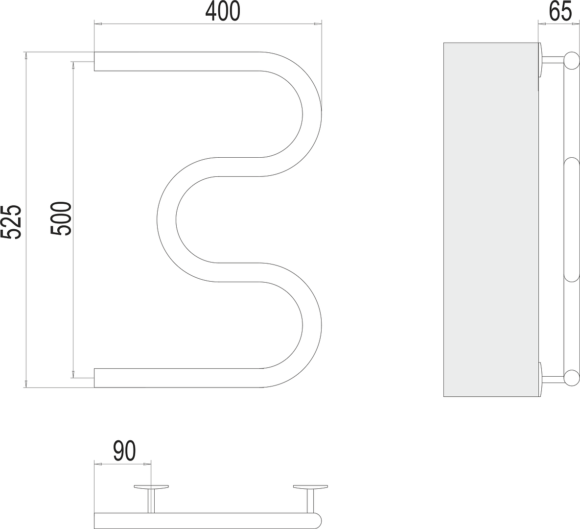 Terminus М-образный Полотенцесушитель электрический 40x52,5h, цвет без покрытия 4620768883903