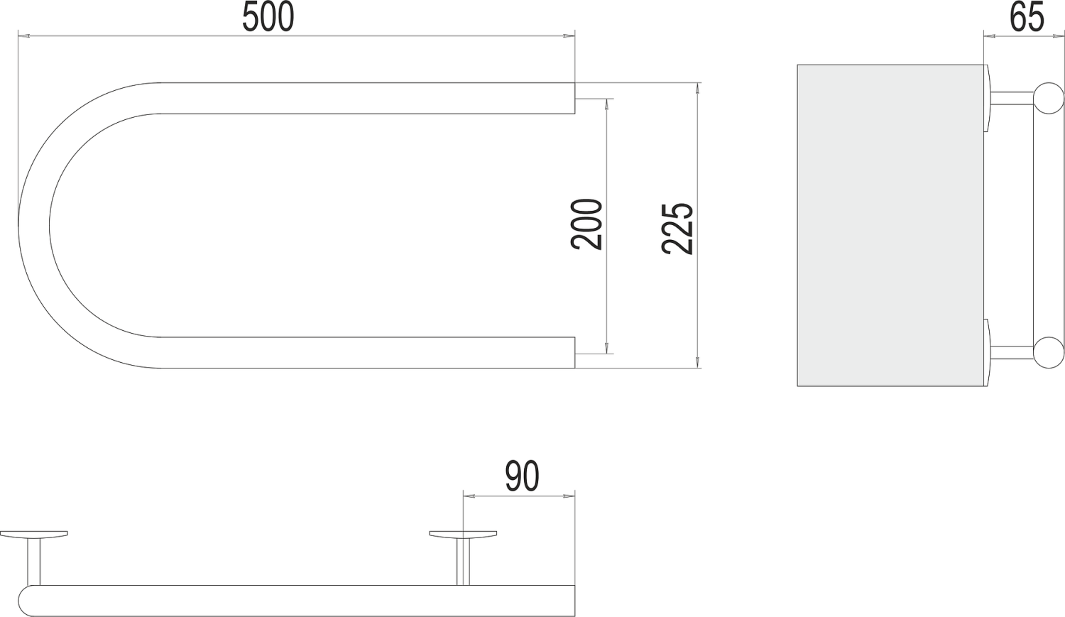 Terminus П-образный Полотенцесушитель электрический 50x22,5h, цвет без покрытия 4620768883934