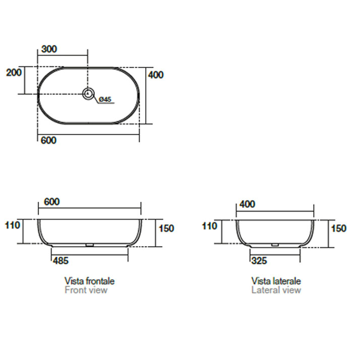 Kerasan Nolita Раковина чаша 60x40x15h см, без перелива, цвет: Borgogna matt 534375