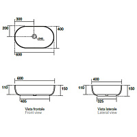 Kerasan Nolita Раковина чаша 60x40x15h см, без перелива, цвет: Borgogna matt 534375