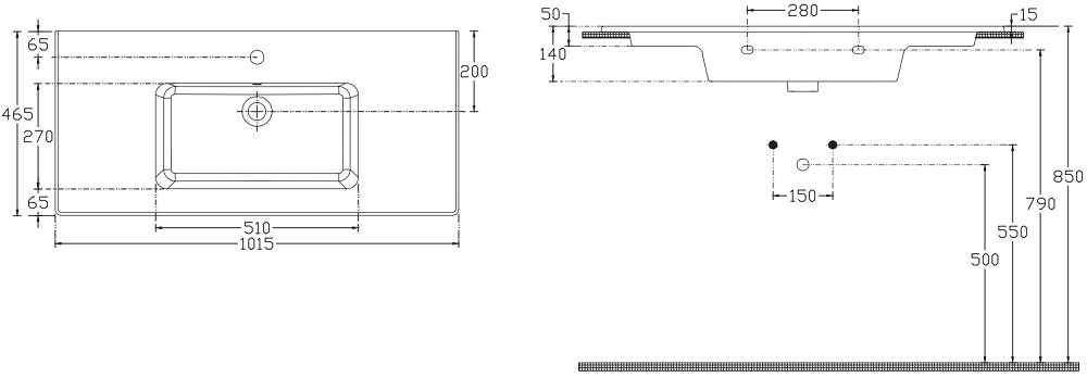 Allen Brau Fantasy Раковина встраиваемая сверху 101,5x26,5x14h см, с переливом, цвет: белый глянц 4.11014.20