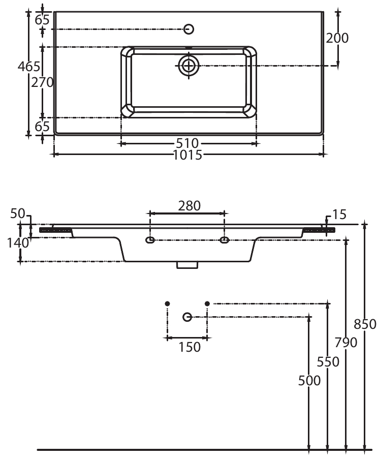 Allen Brau Fantasy Раковина встраиваемая сверху 101,5x46,5x14h см, без перелива, цвет: белый глянц 4.11027.20