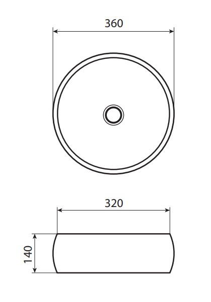 Allen Brau Liberty Раковина чаша d36x14h см, без перелива, цвет: белый глянцевый 4.32001.20