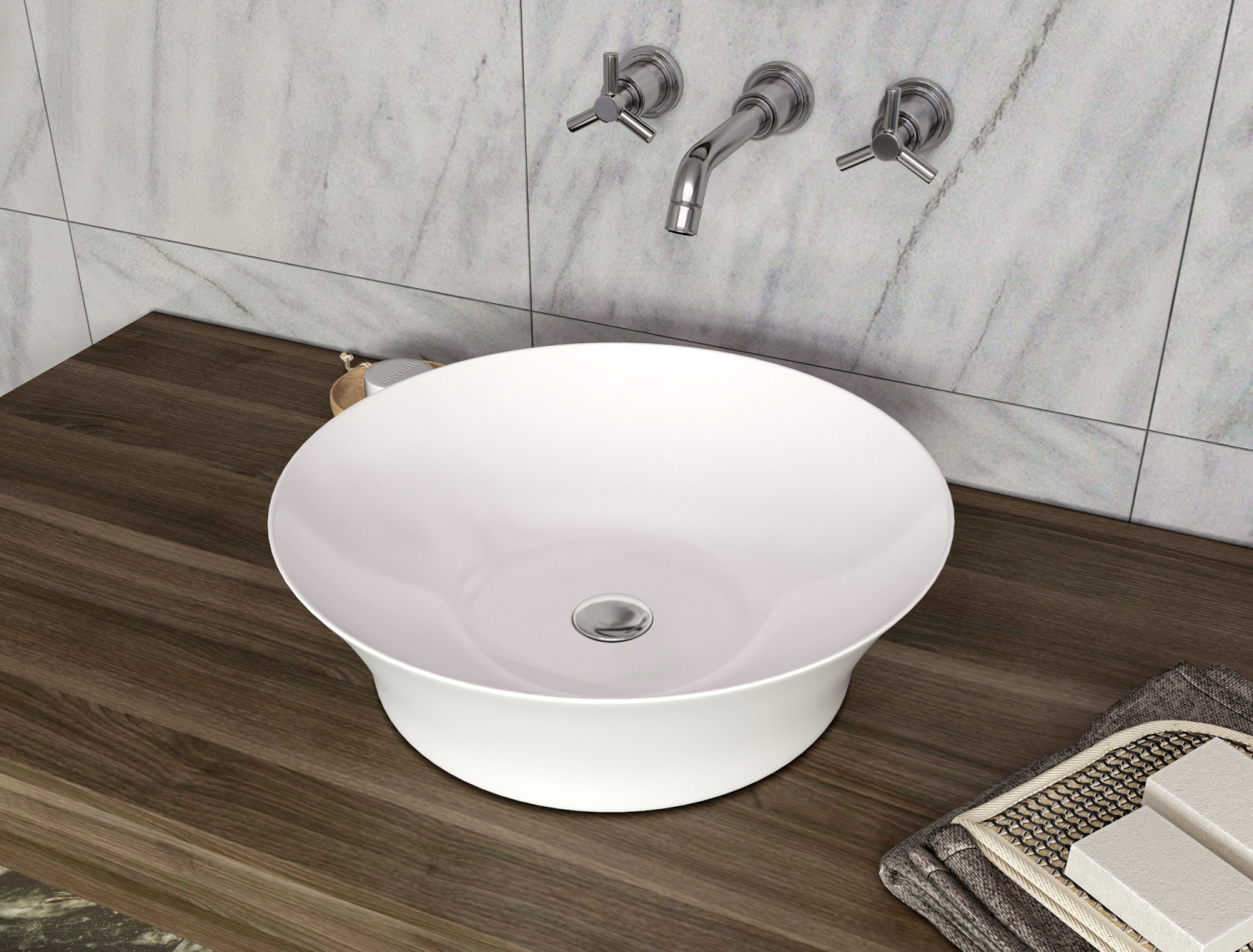 Allen Brau Liberty Раковина чаша d42x12,5h см, без перелива, цвет: белый глянцевый 4.32002.20