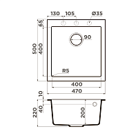 Omoikiri Bosen 47-BL Кухонная мойка Tetogranit 47x50 см, цвет: черный 4993586