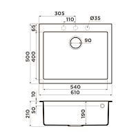 Omoikiri Bosen 61-WH Кухонная мойка Tetogranit 61x50 см, цвет: белый 4991212