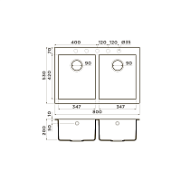 Omoikiri Bosen 80-2-BL Кухонная мойка Tetogranit 80x53 см, цвет: черный 4993836