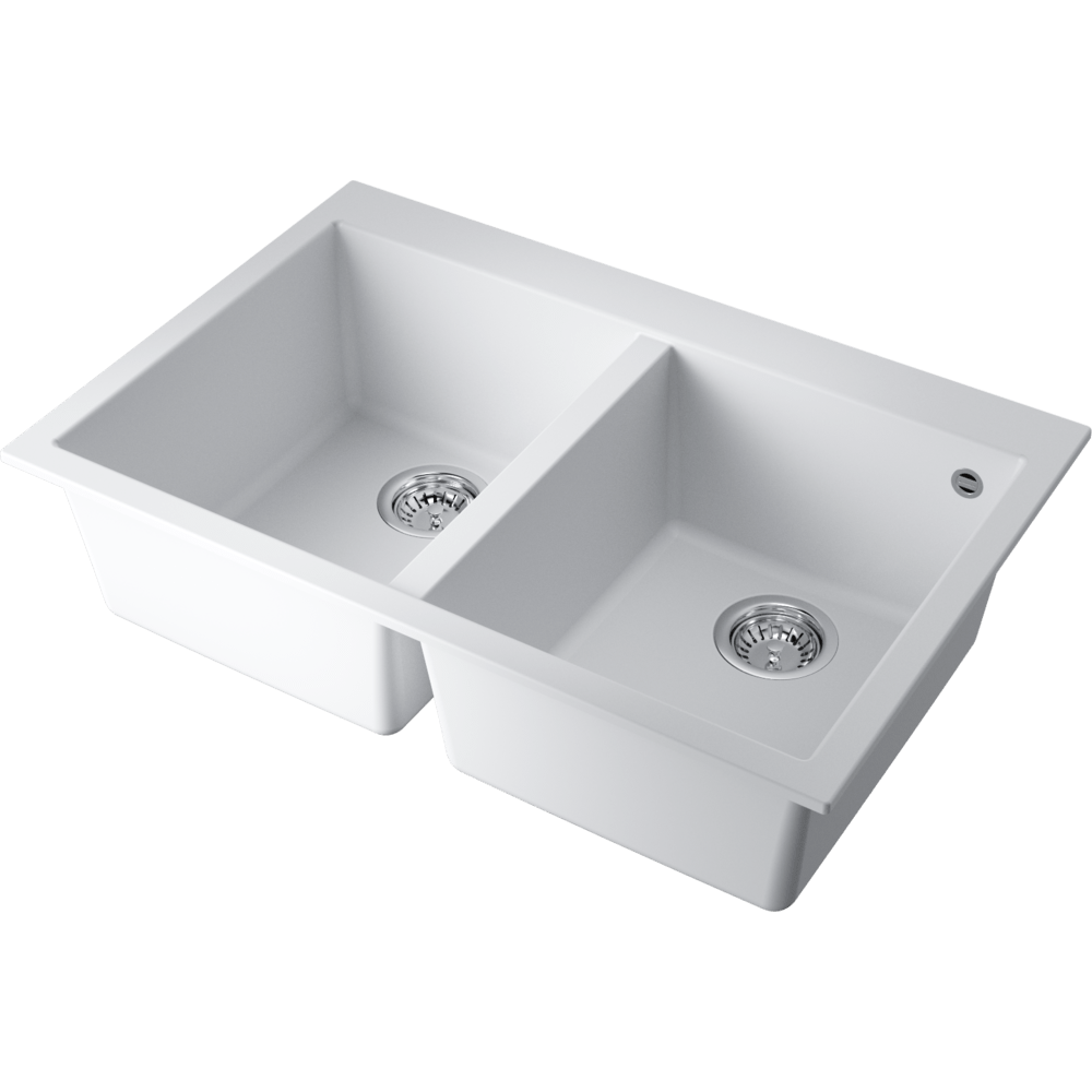 Omoikiri Bosen 80-2-WH Кухонная мойка Tetogranit 80x53 см, цвет: белый 4993839