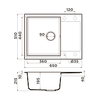 Omoikiri Daisen 65-BE Кухонная мойка Artgranit 65x51 см, цвет: ваниль 4993678