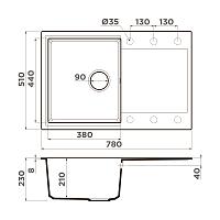 Omoikiri Daisen 78T-WH Кухонная мойка Tetogranit 78x51 см, цвет: белый 4993522