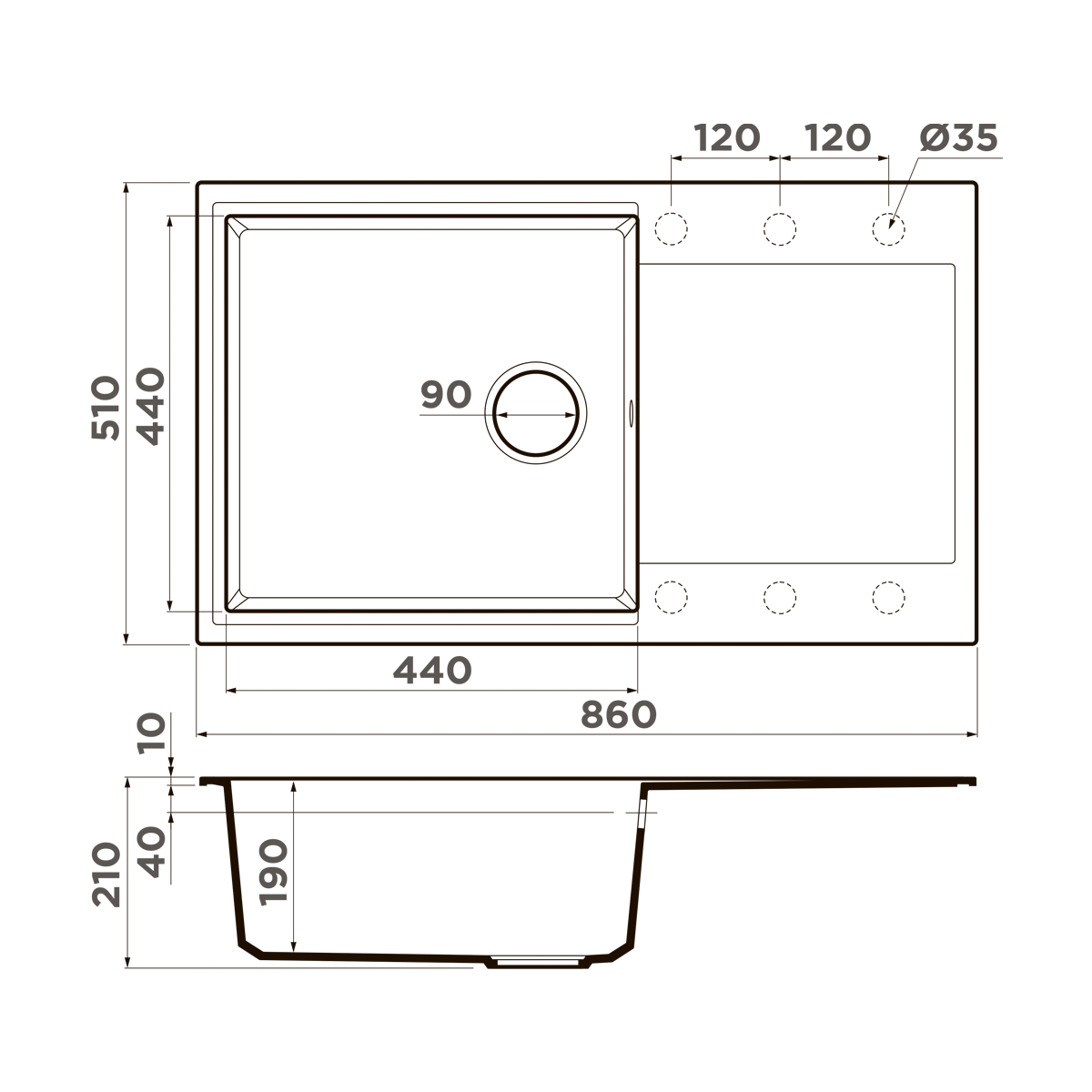 Omoikiri Daisen 86-PA Кухонная мойка Artgranit 86x50 см, цвет: пастила 4993696