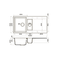 Omoikiri Sakaime 100-2-BE Кухонная мойка Tetogranit 100x50 см, цвет: ваниль 4993893