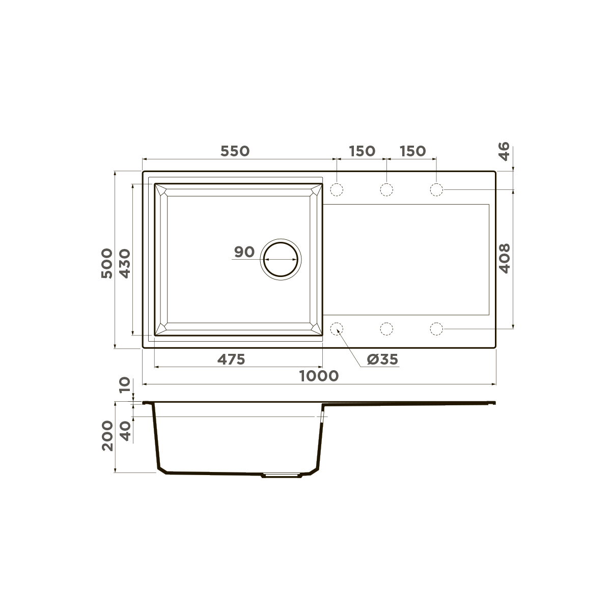 Omoikiri Sakaime 100-BE Кухонная мойка Tetogranit 100x50 см, цвет: ваниль 4993885