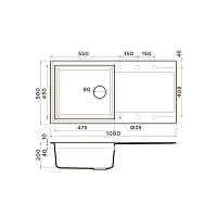 Omoikiri Sakaime 100-SA Кухонная мойка Tetogranit 100x50 см, цвет: бежевый 4993886