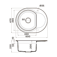 Omoikiri Sakaime 60E-GR Кухонная мойка Tetogranit 60x47 см, цвет: leningrad grey 4993544