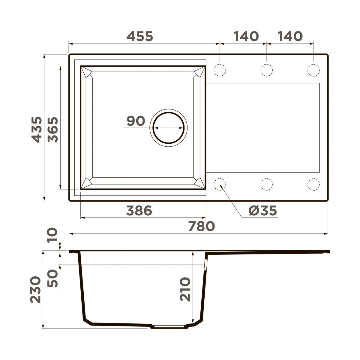 Omoikiri Sakaime 78-GR Кухонная мойка Tetogranit 78x43,5 см, цвет: leningrad grey 4993548