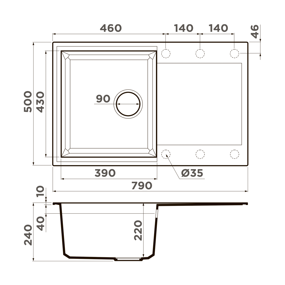 Omoikiri Sakaime 79-BE Кухонная мойка Tetogranit 79x50 см, цвет: ваниль 4993277