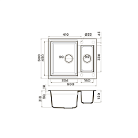 Omoikiri Sakaime 60-2-BL Кухонная мойка Tetogranit 60x50 см, цвет: черный 4993908