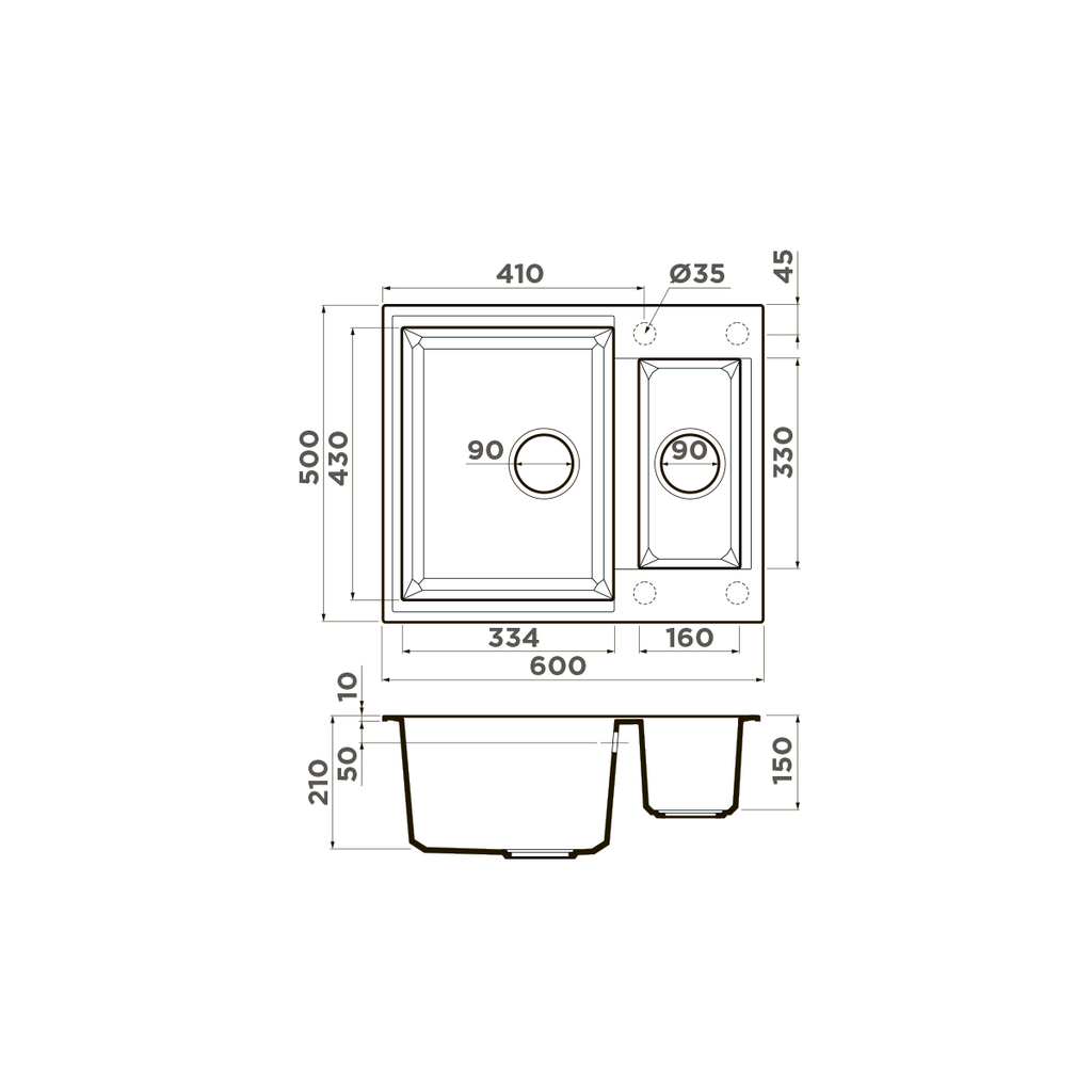 Omoikiri Sakaime 60-2-WH Кухонная мойка Tetogranit 60x50 см, цвет: белый 4993911